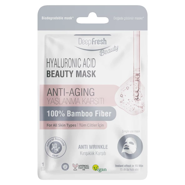 Deep Fresh Tek Kullanımlık Hyaluronic Acid Yaşlanma ve Kırışıklık Karşıtı Yüz Maskesi Tekli ürün görseli 1