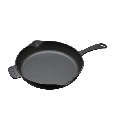 LAVA DÖKÜM DEMİR YUVARLAK KIZARTMA TAVASI 28CM SİYAH METAL SAPLI ürün görseli 1