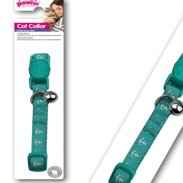 Pawise Çapa Desenli Yeşil Kedi Boyun Tasması 30 cm ürün görseli 1