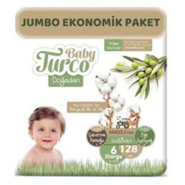 Baby Turco Doğadan 6 Beden Xlarge 128'Li Bebek Bezi ürün görseli 1