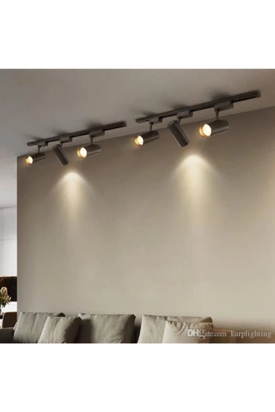 Siyah Kasa Günışığı 6 Adet 30w Ray Spot Vitrin Armatürü 2 mt Raylı Spot Lamba ürün görseli 1