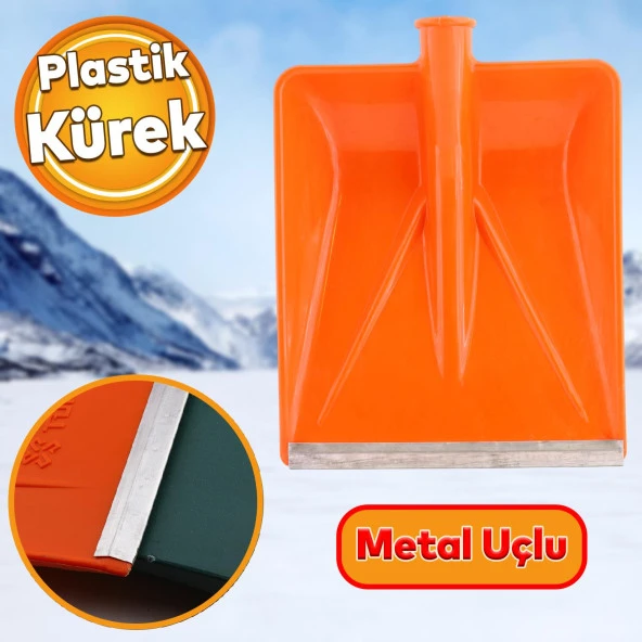 Kar Küreme Küreği Plastik Faryap Ahır Gübre Hayvan Pisliği Temizleme Turuncu 32.5x38 cm Kürek ürün görseli 1