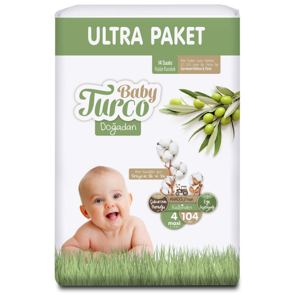 Baby Turco Doğadan 4 Numara Maxi 104'lü Bebek Bezi ürün görseli 1
