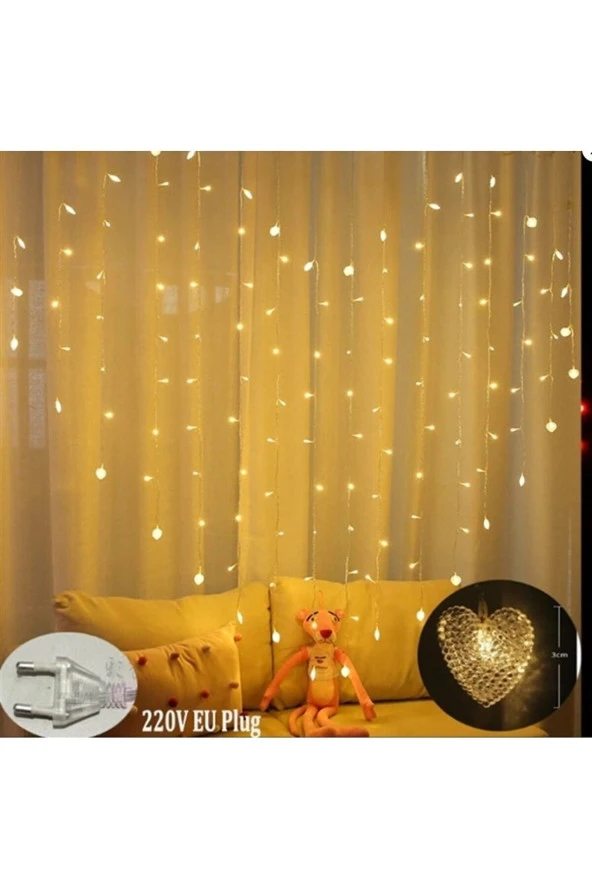 Kalp Şeklinde Gün Işığı Perde Led Fişli 2x1,50 cm ürün görseli 1