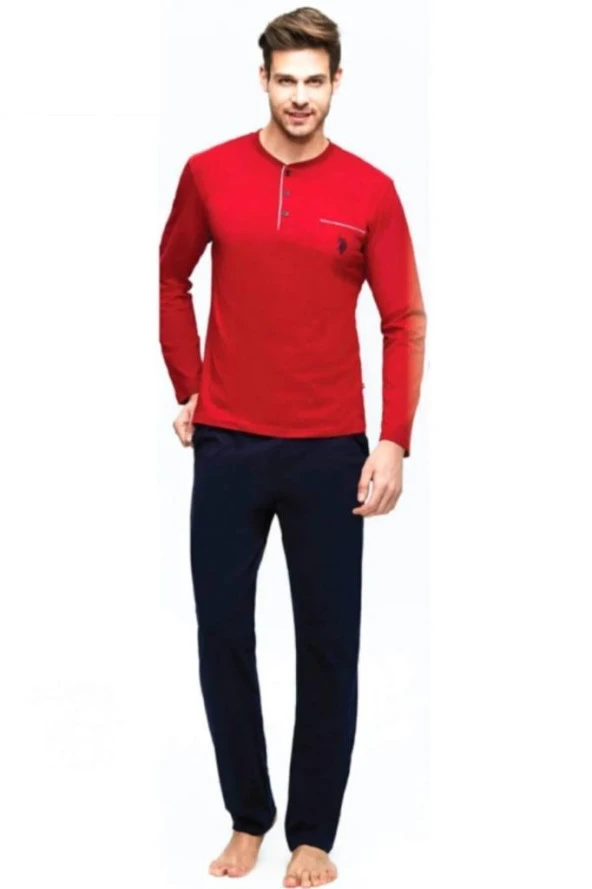 U.S. Polo Assn. 17384 Erkek Bordo Pijama Takımı ürün görseli 1