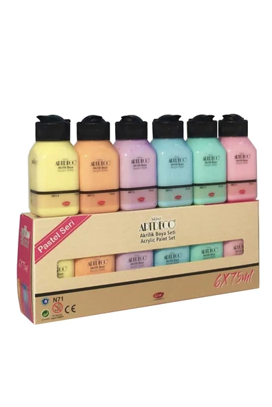 ARTDECO AKRİLİK BOYA 6*75 ML SET PASTEL RENKLER ürün görseli 1