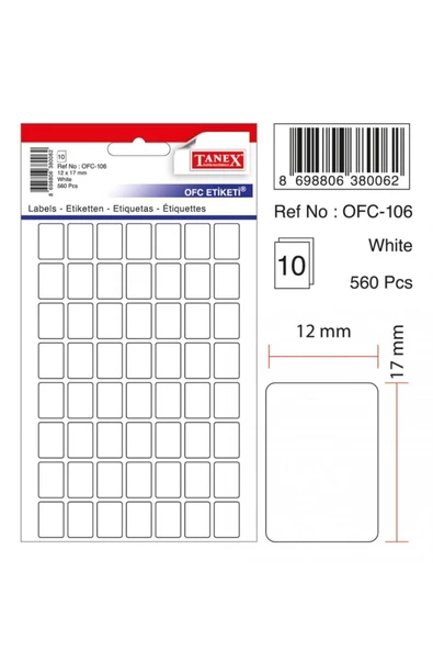 TANEX BEYAZ OFİS ETİKETİ OFC-106 ürün görseli 1