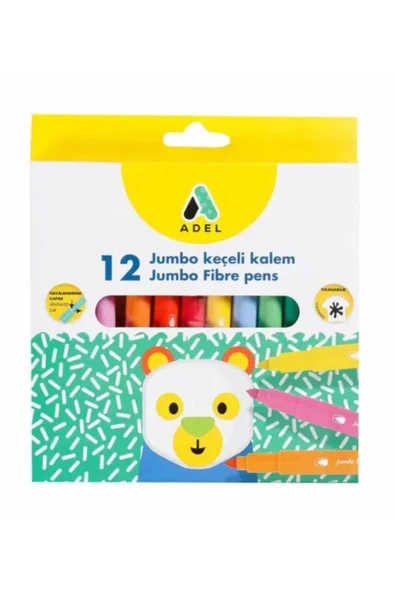 ADEL KEÇELİ KALEM12 RENK JUMBO ürün görseli 1