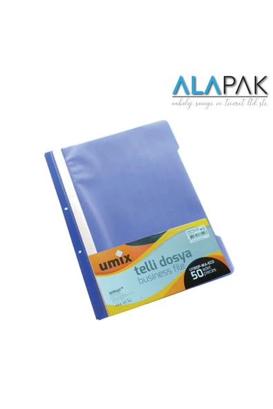 UMUR UMİX A4 TELLİ DOSYA 50 Lİ MAVİ - Resim 2