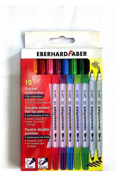 FABER CASTELL ÇİFT UÇLU KEÇELİ KALEM 10 RENK 550010 ürün görseli 1