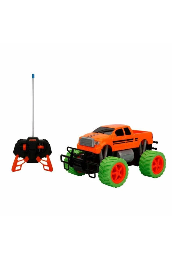 1:18 Uzaktan Kumandalı Neon Jumbo Weels Usb Şarjlı Araba 26 Cm. - Turuncu Pickup ürün görseli 1
