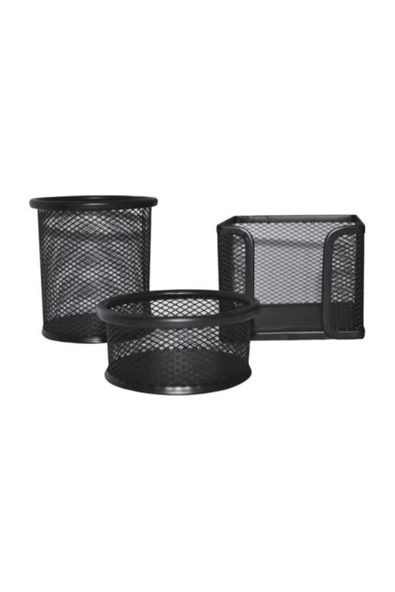 STİLO MASA SETİ METAL FİLE SİYAH 3 LÜ SET ürün görseli 1