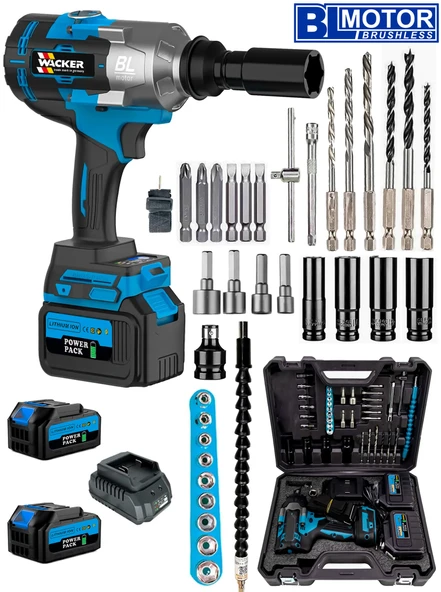 Wacker Pro   Germany PRO 1400 Nm Akülü Somun Bijon Sökme Takma Sikma Makinesi Matkap Akülü Vidalama BL Motor ürün görseli 1