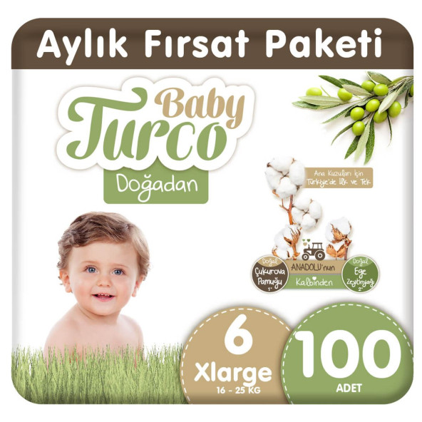Baby Turco Doğadan 6 Numara XLarge 100'lü Bebek Bezi ürün görseli 1