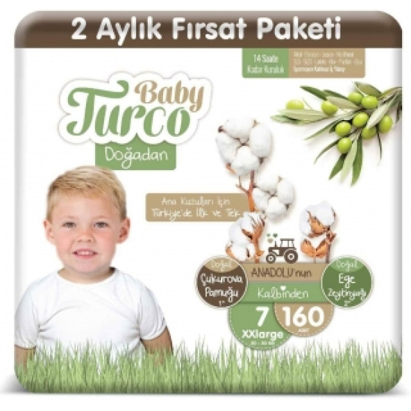 Baby Turco Doğadan 7 Numara Xx Large 160'Lı Bebek Bezi ürün görseli 1
