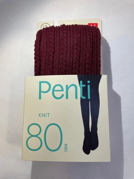 PENTİ PRETTY KNIT 80 DEN KÜLOTLU ÇORAP BORDO 9-10 YAŞ ürün görseli 1