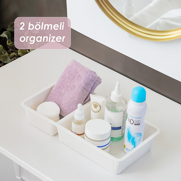 Porsima WH-72 Çekmece İçi İki Bölmeli Çok Amaçlı Organizer Beyaz- Dolap İçi Düzenleyici Organizer ürün görseli 1