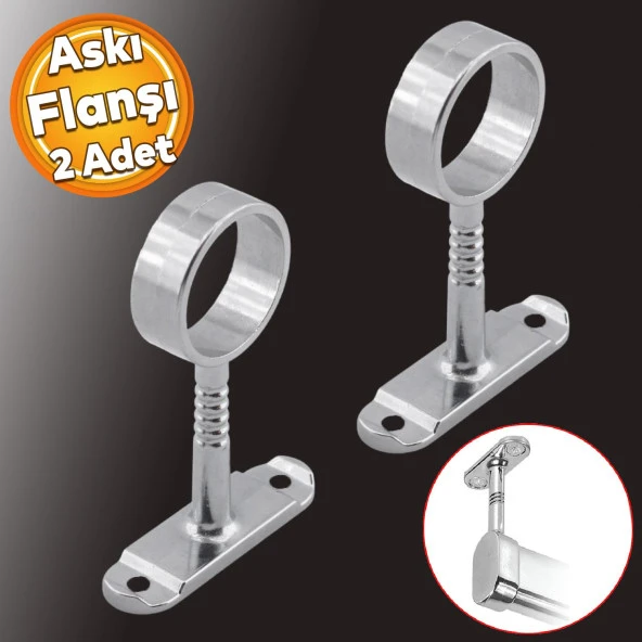 Askı Flanşı Oval Dolap Boru Sabitleme Kıyafet Elbise Askı Flanş Aparatı Krom 75x25 mm (2 ADET) ürün görseli 1