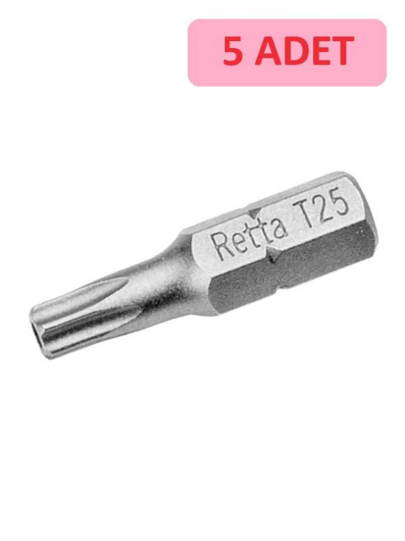 RETTA 1/4 5 KÖŞE TORX BİTS UÇ 10_25 MM RBT2010 5Lİ ürün görseli 1