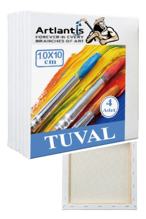 Tuval 10x10 Astarlı Kare Mini Tuval 4 Adet Resim Tuvali 10*10 Tual Akrilik Boya Yağlı Boya İçin İdeal ürün görseli 1