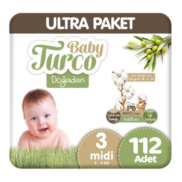 Baby Turco Doğadan 3 Numara Midi 112'li Bebek Bezi ürün görseli 1