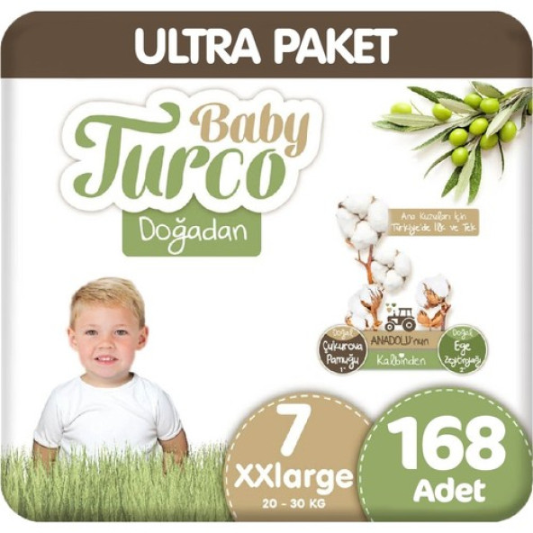 Baby Turco Doğadan 7 Beden XX Large 168'li Bebek Bezi ürün görseli 1