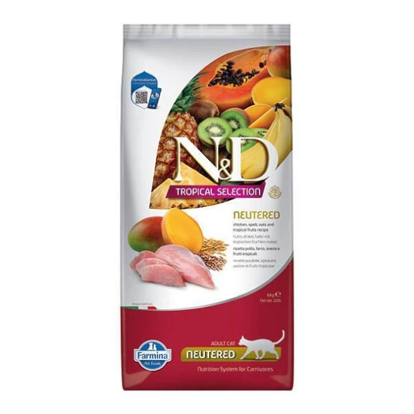 N&D Tropical Tavuklu Kısırlaştırılmış Kedi Maması 10 KG ürün görseli 1