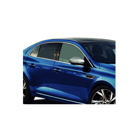 Renault Megane 4 Sedan Cam Çerçevesi 12 Parça Krom Çıta 2015 - 2025 Pas. Çelik Full Set ürün görseli 1