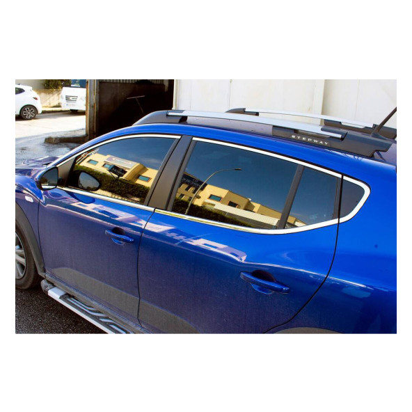 Dacıa Sandero Stepway Krom Cam Çıtası 16 Parça 2021-2025 Tam Tur Paslanmaz Çelik Full Set ürün görseli 1