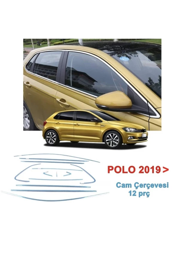 Vw Polo Cam Çerçevesi Nikelajı Komple Krom 2019 -2025 12 Parça Paslanmaz Çelik Full Set ürün görseli 1