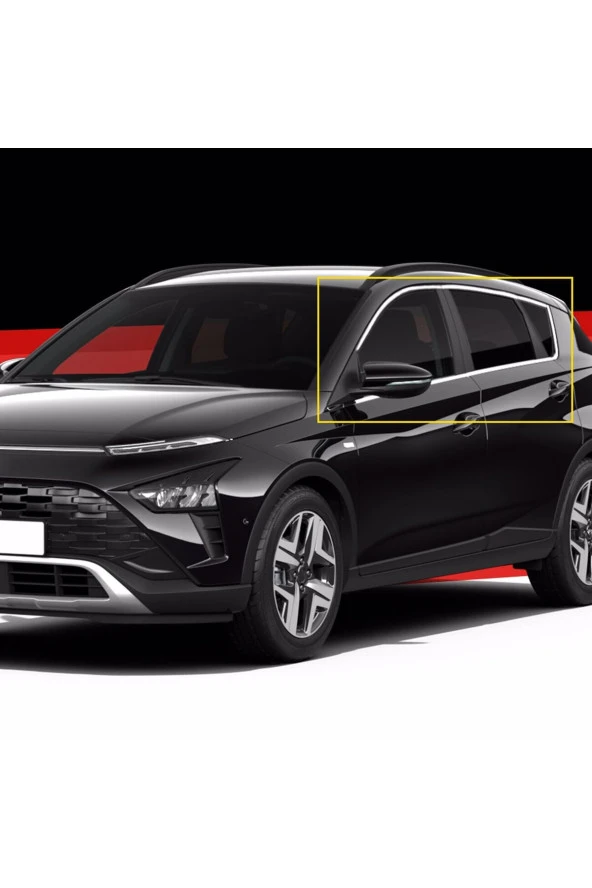 Hyundai Bayon Krom Cam Çıtası 2021-2024 Tam Tur Pas. Çelik Cam Çerçevesi Full Set ürün görseli 1