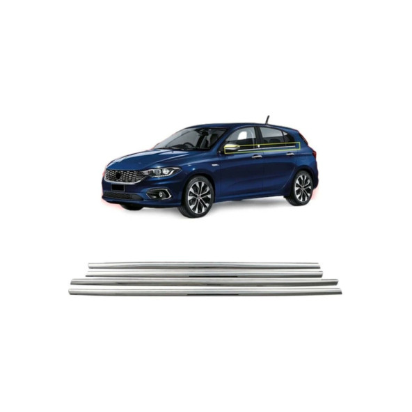 Otomotiv Fiat Egea Cross 2020-2025 Krom Cam Çıtası 4 Parça Paslanmaz Çelik ürün görseli 1
