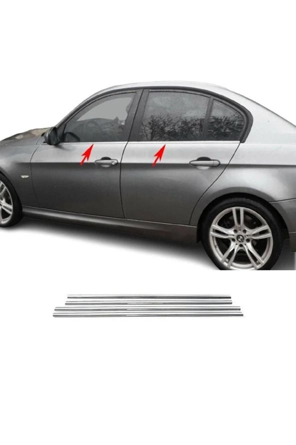 Bmw E90 2005-2012 Krom Paslanmaz Cam Çıtası 4 Parça ürün görseli 1