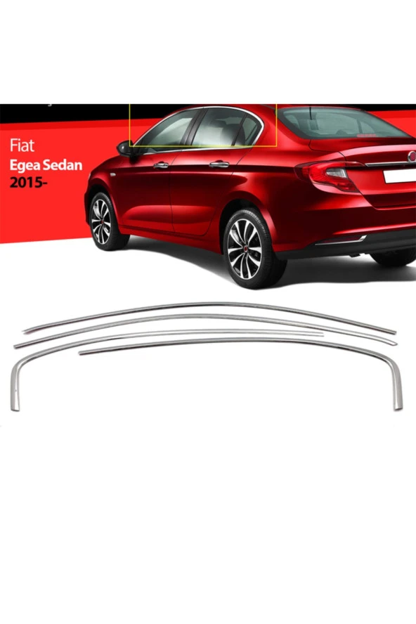 Fiat Egea Sd Uyumlu Krom Cam Üst Çıtası 4 Prç. 2015-2025 Paslanmaz Çelik ürün görseli 1