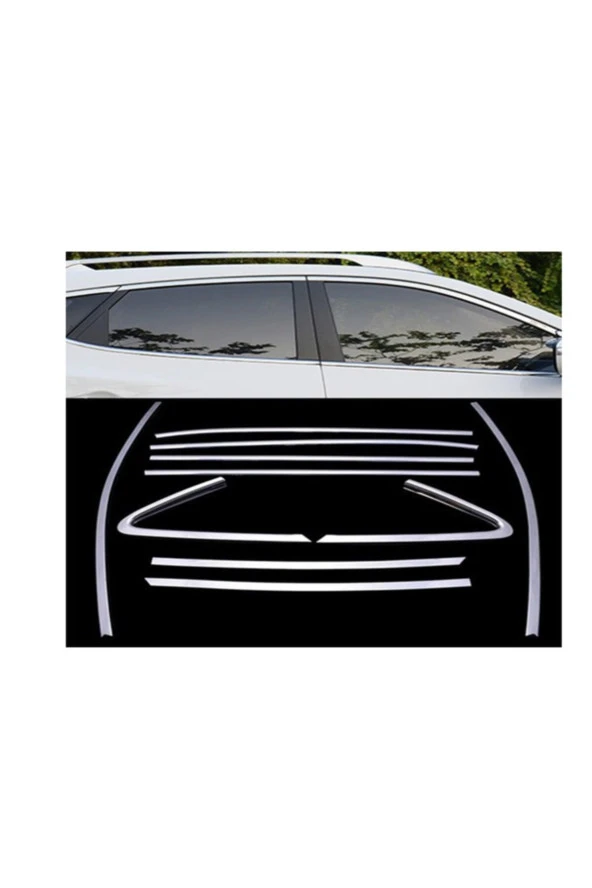 Hyundai Tucson 2016-2020 Kasa Cam Çıtası Çerçevesi Ful Set Krom ürün görseli 1