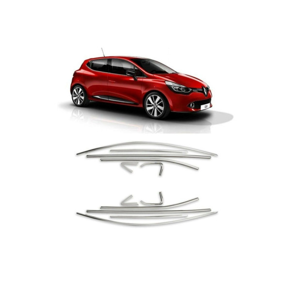 Renault Clio 4 Uyumlu Krom Cam Çerçevesi 2012-2018 Paslanmaz Çelik Tam Tur Cam Çıtası ürün görseli 1