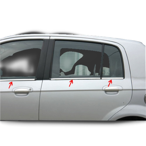 Hyundai Getz ( 2002-2011 ) Uyumlu Paslanmaz Krom Cam Çıtası 6 Parça ürün görseli 1