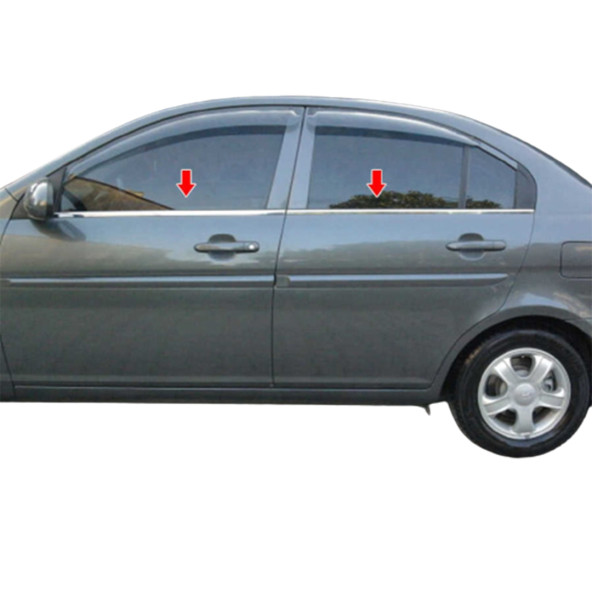 Hyundai Accent Era ( 2005-2011 ) Paslanmaz Krom Cam Çıtası 4 Parça ürün görseli 1