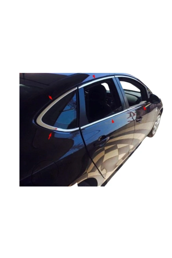 Opel Astra J Sedan Krom Cam Çerçeve Seti 12 Parça 2012-2020 Paslanmaz Çelik Krom Cam Çıtası Opel ürün görseli 1