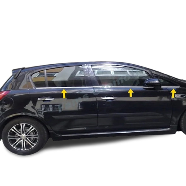 Opel Corsa D (2007-2015) Krom Cam Çıtası Paslanmaz Çelik 6 Parça ürün görseli 1
