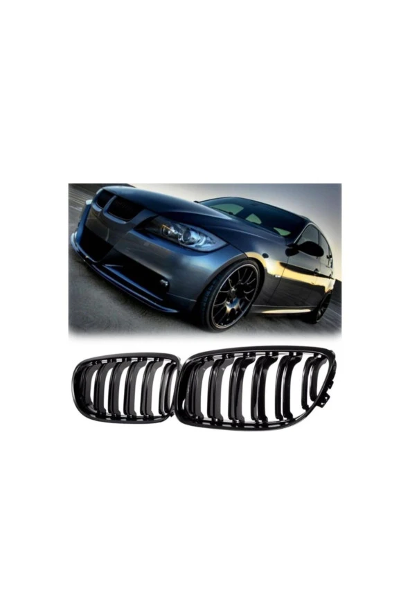 Bmw E90 2009-2012 Uyumlu Lci M3 Ön Panjur Izgara Böbrek Seti Parlak Siyah ürün görseli 1