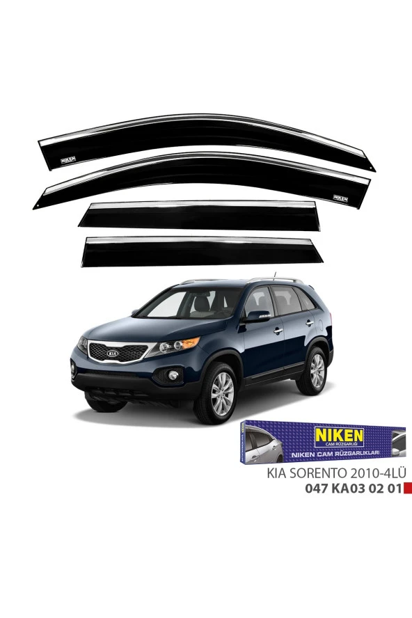 Kia Sorento 2020-2023 Kasa Uyumlu Kromlu Cam Rüzgarlığı 4lü Set Niken Marka ürün görseli 1