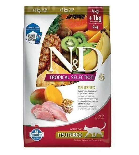 N&D Tropical Selection Tavuklu 4+1 Kg Kısırlaştırılmış Kedi Maması ürün görseli 1