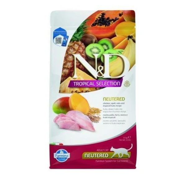 N&D Tropical Tavuklu Kısır Kedi Maması 1.5 Kg ürün görseli 1