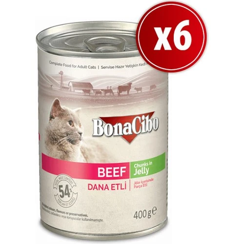 BonaCibo Jöleli Dana Etli Yaş Kedi Maması 400 gr X6 Adet ürün görseli 1