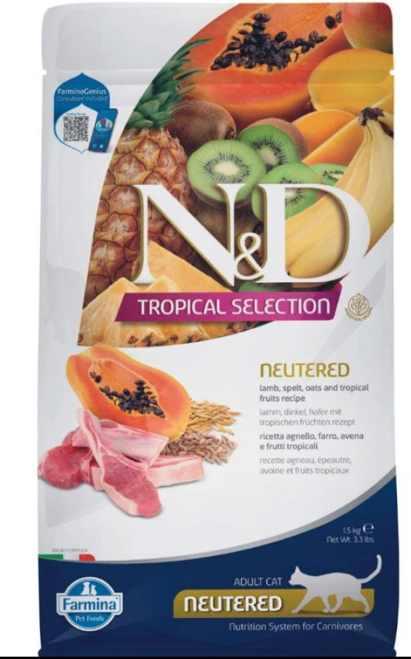 N&D Tropical Kuzulu Kısır Kedi Maması 1.5 Kg ürün görseli 1