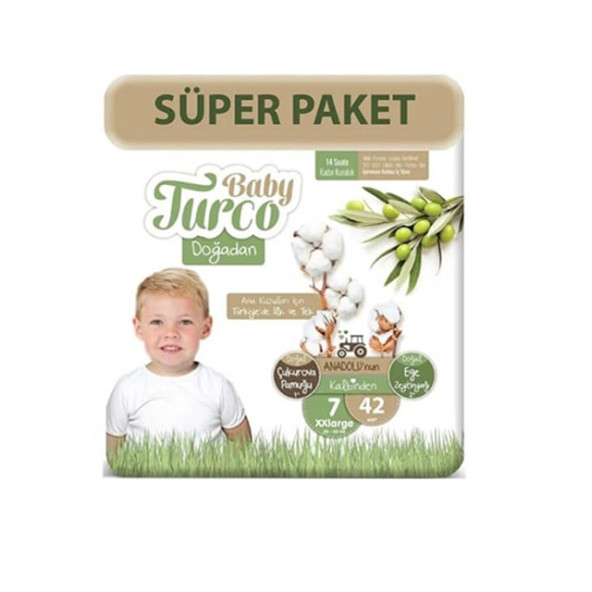 Baby Turco Doğadan 7 Numara XX Large 42'li Bebek Bezi ürün görseli 1