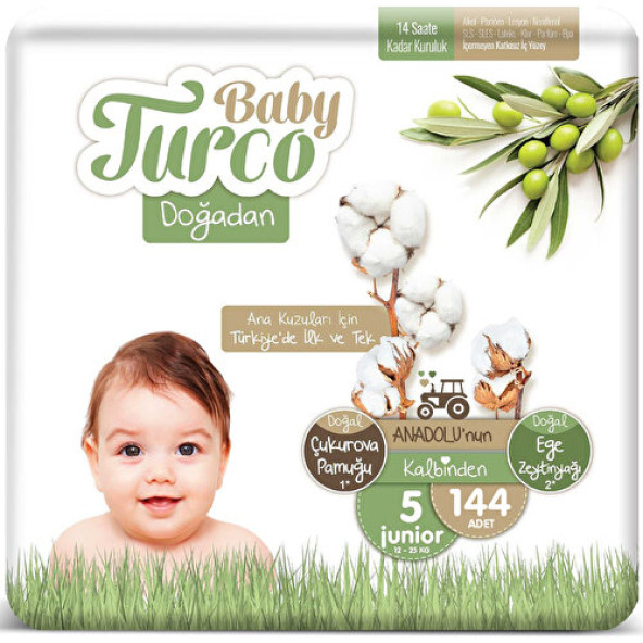 Baby Turco Doğadan 5 Numara Junior 144'lü Bebek Bezi ürün görseli 1