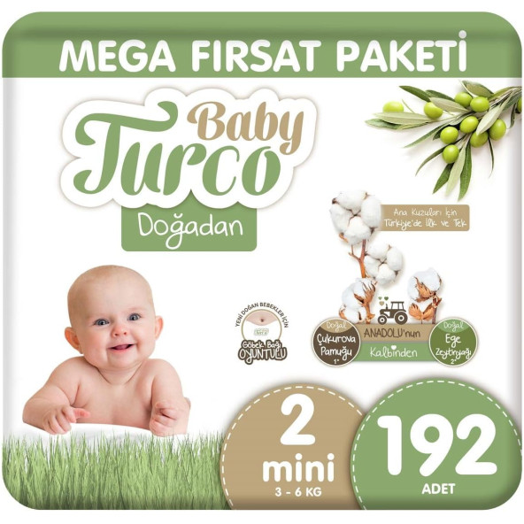 Baby Turco Doğadan 2 Numara Mini 192'li Bebek Bezi ürün görseli 1