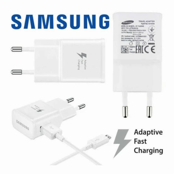 Samsung Galaxy i8160 Ace 2 Orijinal EP-TA20EBE 15W 2A Hızlı Şarj Cihazı ve Micro USB Kablo SMUKABLO00063 ürün görseli 1